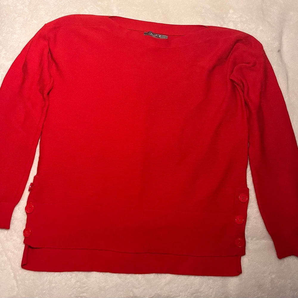Marled reunited clothing red ribbed boatneck sweater size medium